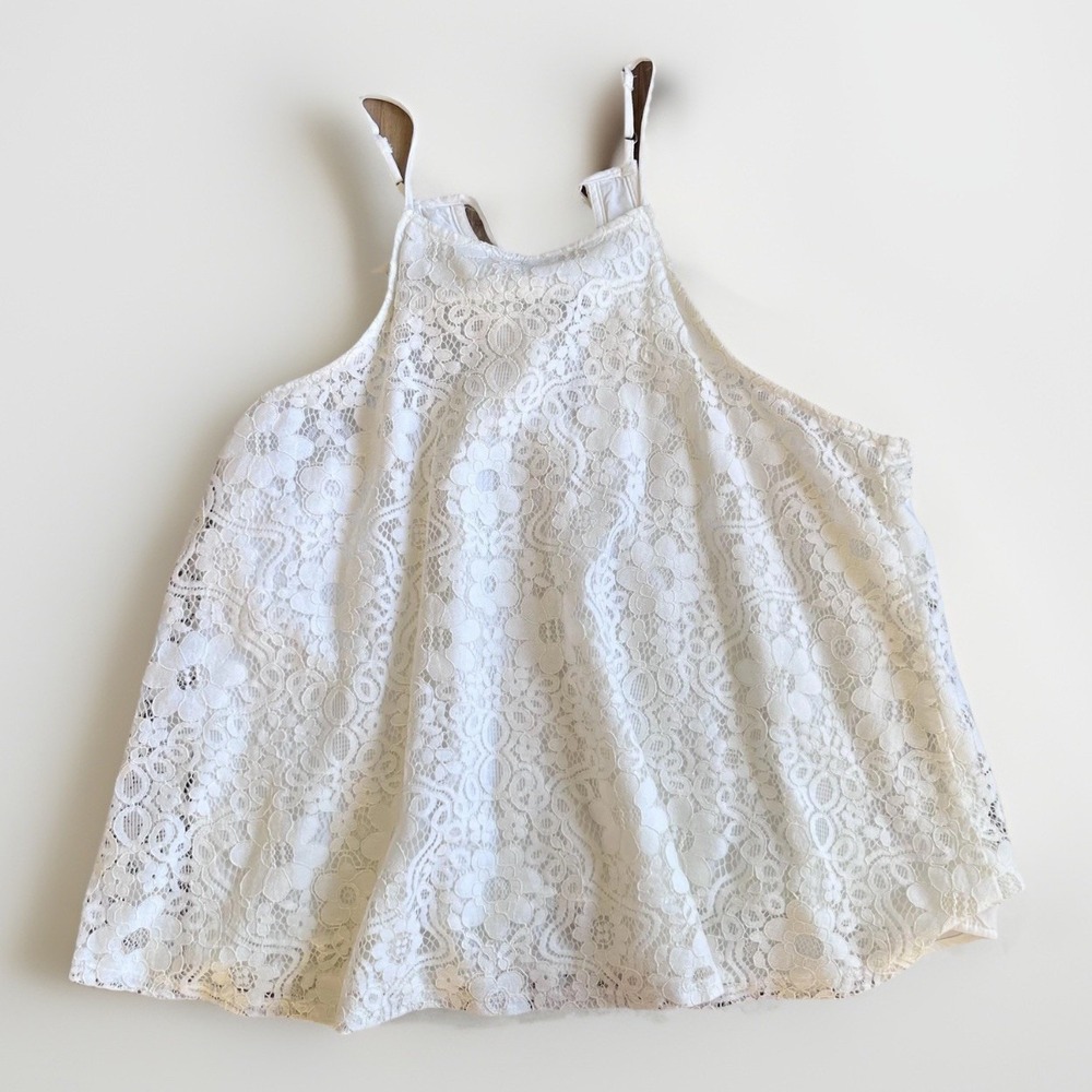 Hollister Tank Top Juniors Small White Lace Halter Camisole Lined Boho